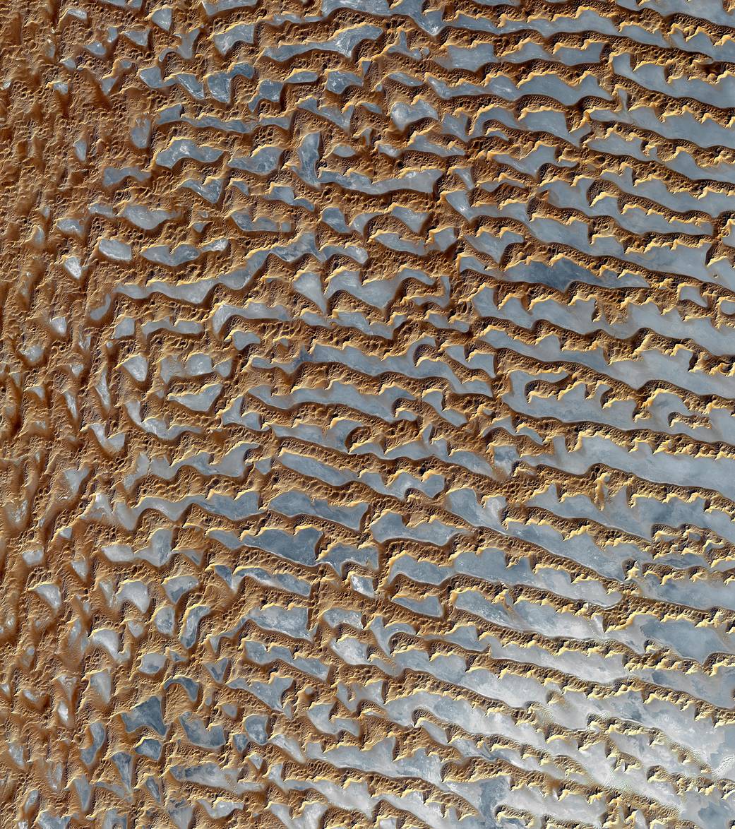 Wavy sand dunes in the desert