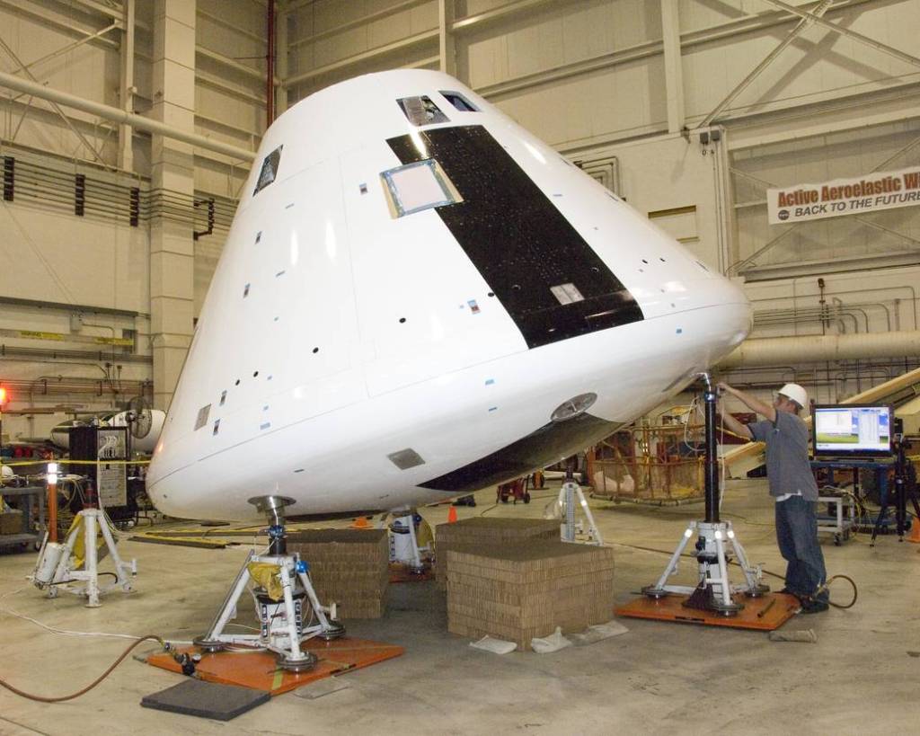 Orion Crew Module for the Orion Launch Abort System Pad Abort-1 Flight Test on Jacks