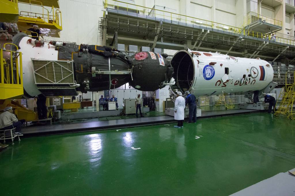 Soyuz MS-02 Spacecraft Encapsulated in its Fairing