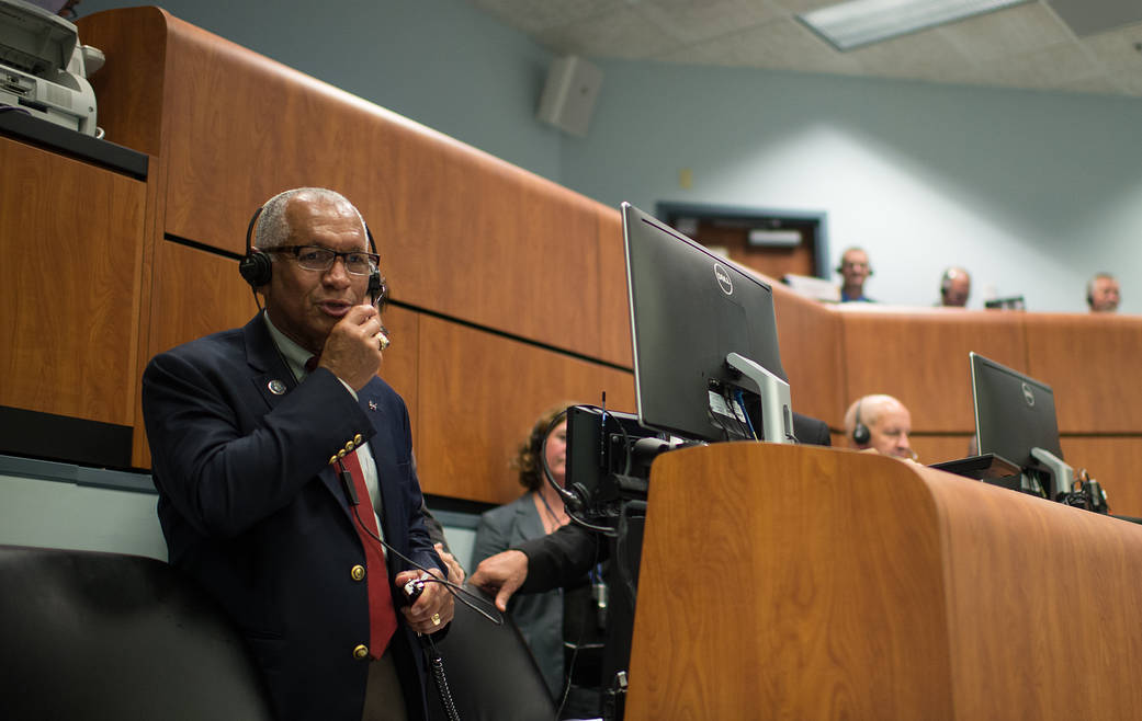 NASA Administrator Bolden speaks to launch team