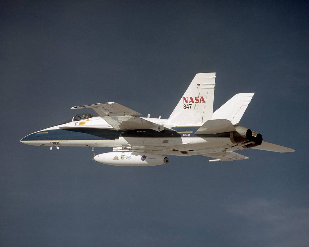 Lead F/A-18 Carries Fuel Pod for AAR Flight