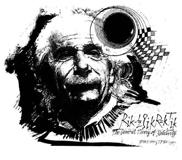 Artwork by Barron Storey of Gravity Probe B: Einstein and General Relativity