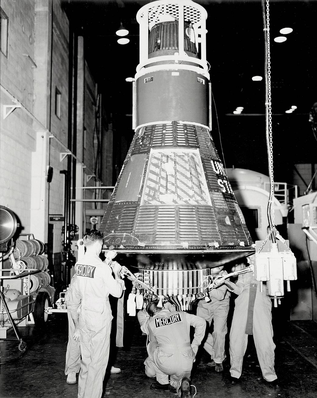Mercury 8 capsule prepared for delivery to launch pad