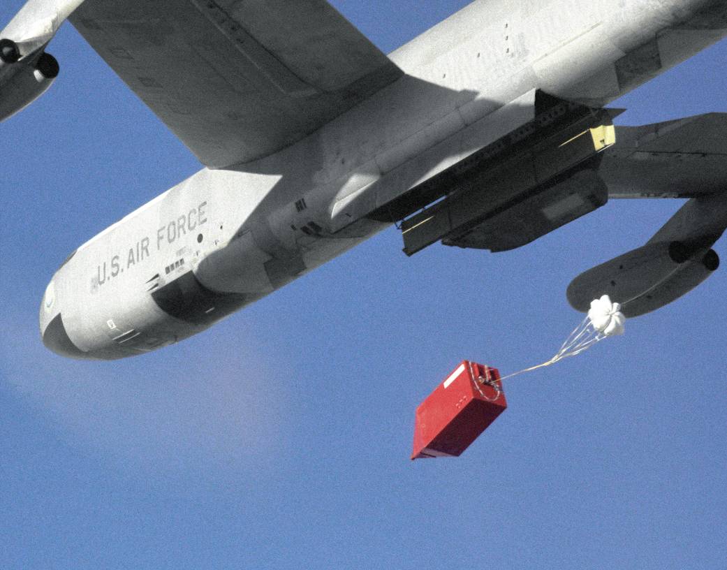 B-52 Drops New Parachute System for F-111 "Aardvark" Bomber