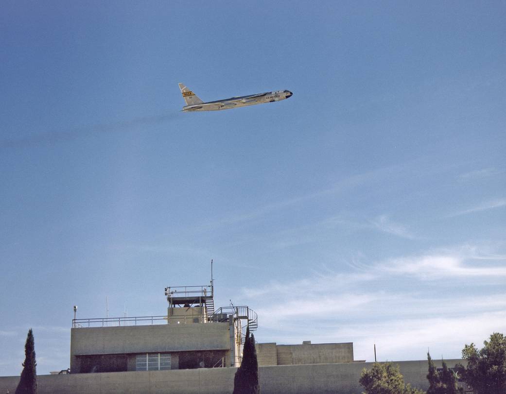 Buzzing the Building: Flyover by B-52