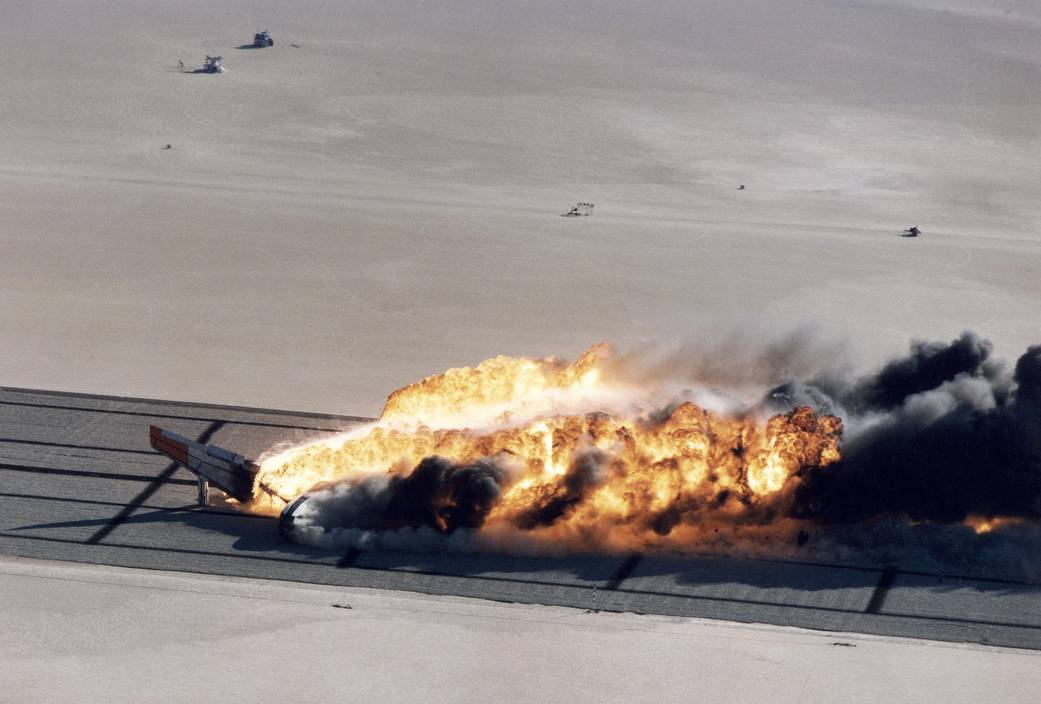 Boeing 720 Engulfed After Striking Wing Cutter