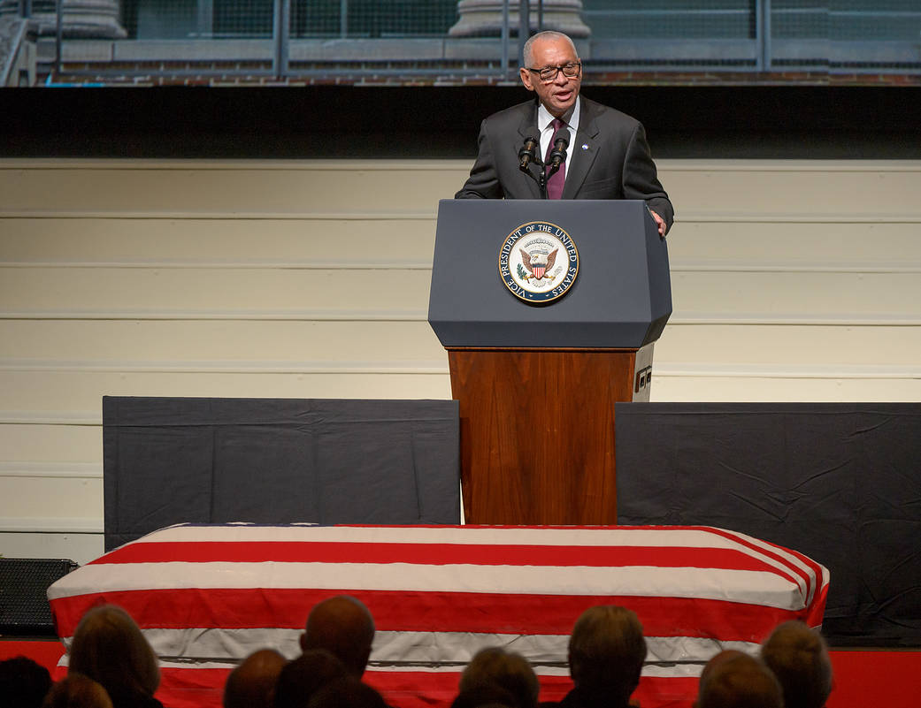 NASA Administrator Bolden speaks at memorial service