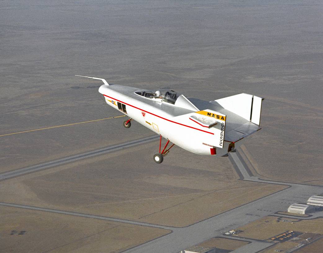 M2-F1 during a towed flight over the Mojave desert.