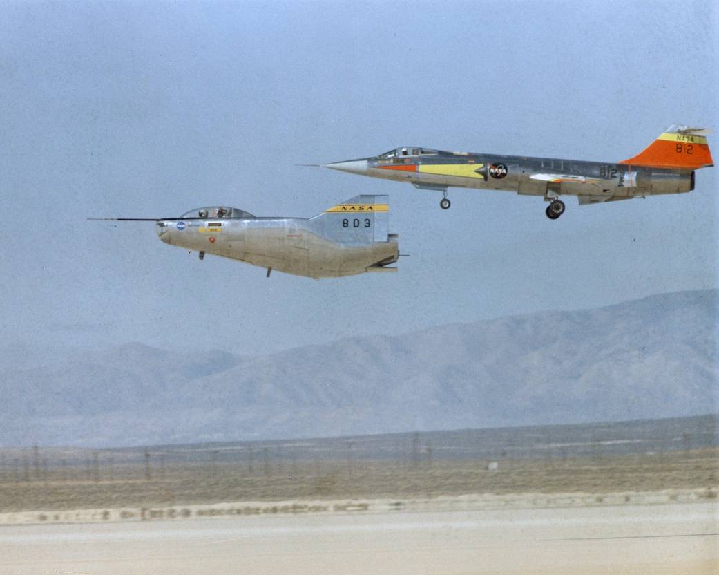 F-104 Flies Chase for M2-F2 Research Flight