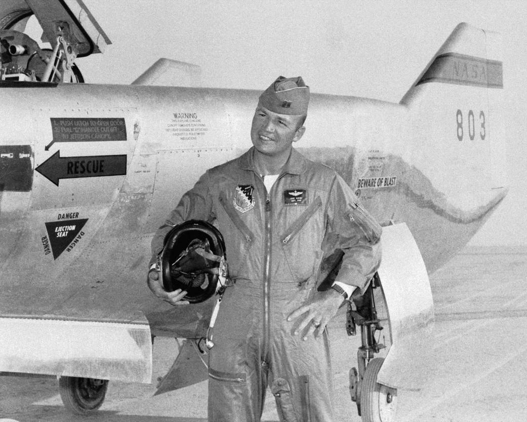 Air Force Capt. Jerauld Gentry with M2-F2