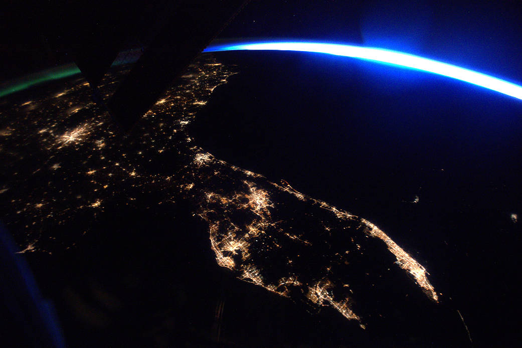 Florida at night photographed from low Earth orbit