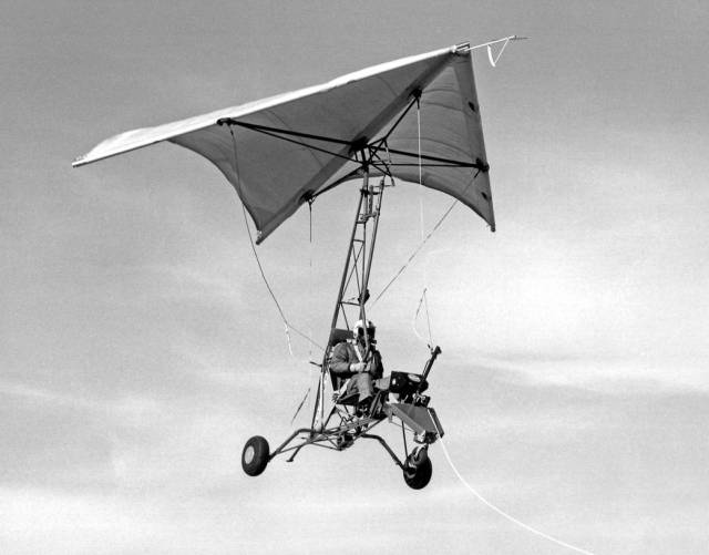 Pilot with Paraglider Research Vehicle1 (Paresev) on tow in 1962.