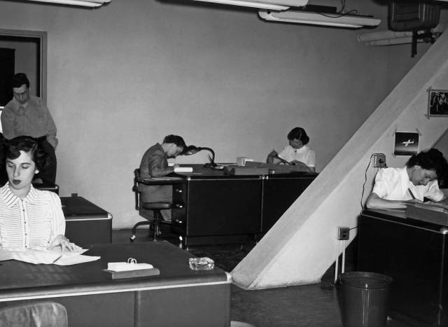 <strong>1949:</strong> The women of the Computer Department at the NACA High-Speed Flight Research Station (now NASA Armstrong) at Edwards, California, were responsible for accurate calculations on the research test flights made at the station.