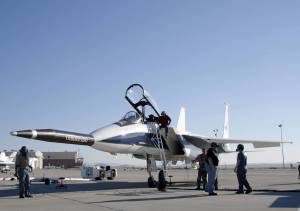 Pre-Flight Check of F-15B with Quiet Spike Attached