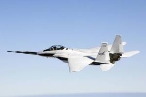 F-15B in Flight with Quiet Spike Boom Extended