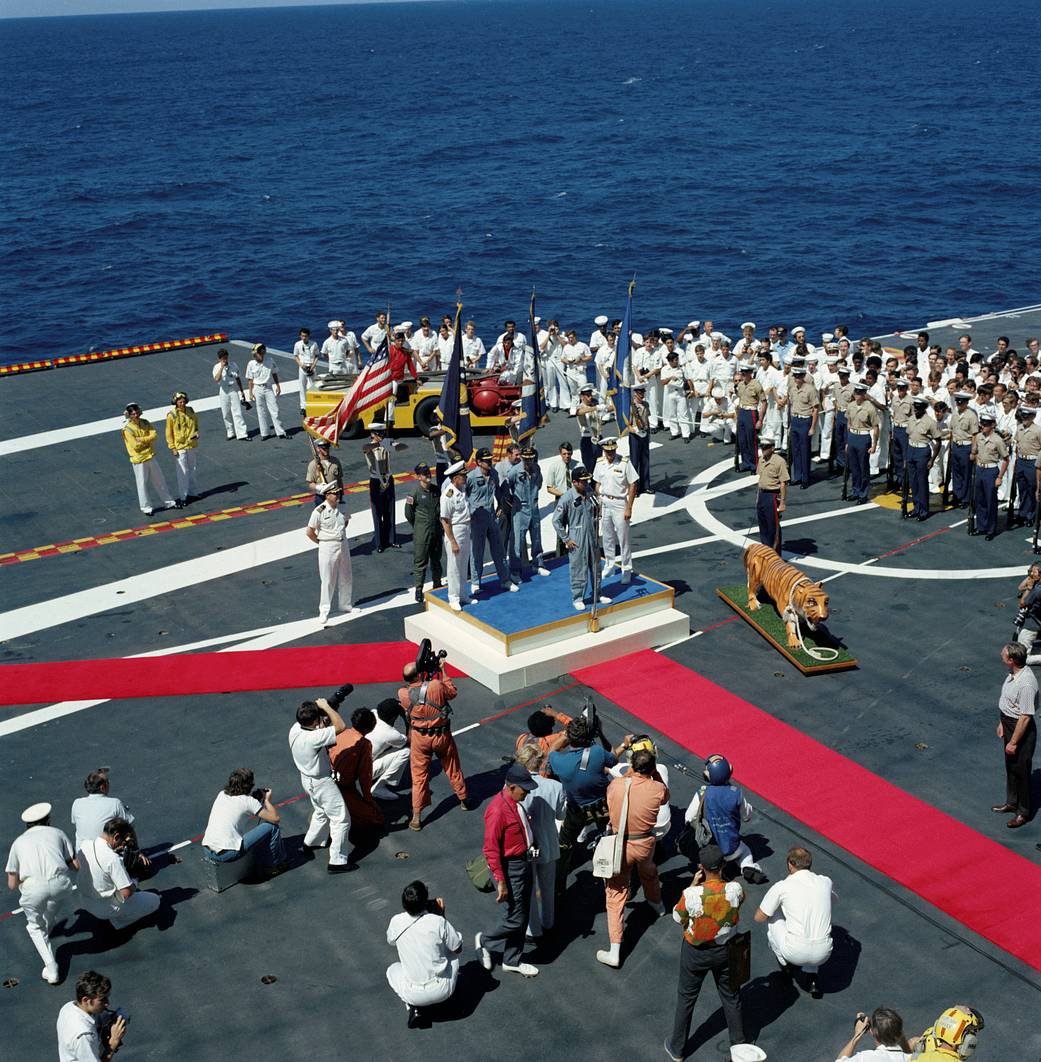 Apollo 16 welcoming aboard ceremonies