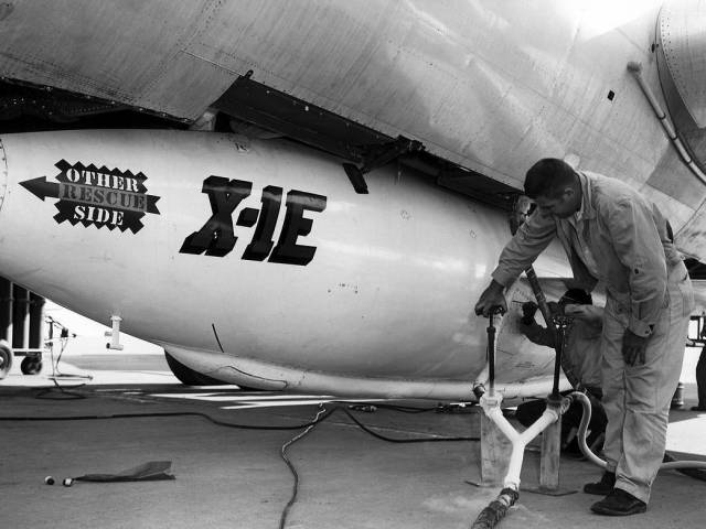 X-1E Being Loaded under the Boeing B-29
