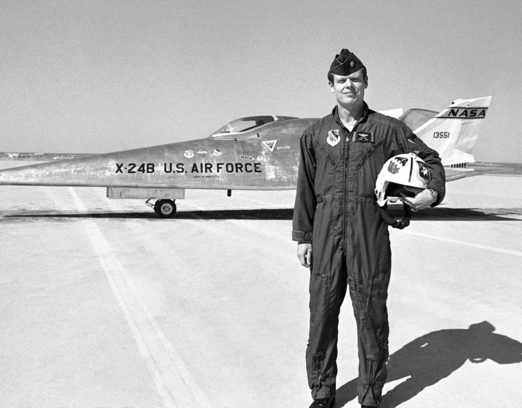 Air Force Lieutenant Colonel Michael V. Love with the X-24B