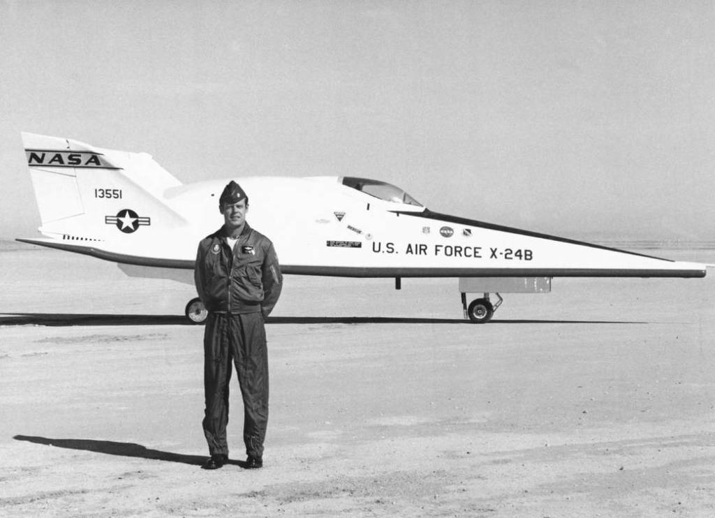 Air Force Lieutenant Colonel Michael V. Love with X-24B