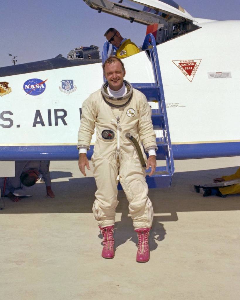 Bill Dana and his Legendary Pink Boots after the Final X-24B Landing