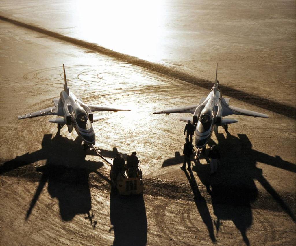 Two X-29 Research Aircraft at Sunrise