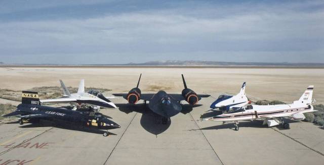 X-29 and other Research Aircraft on Ramp