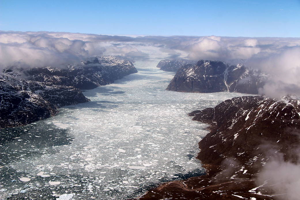 Fjord in Greenland photographed from the air