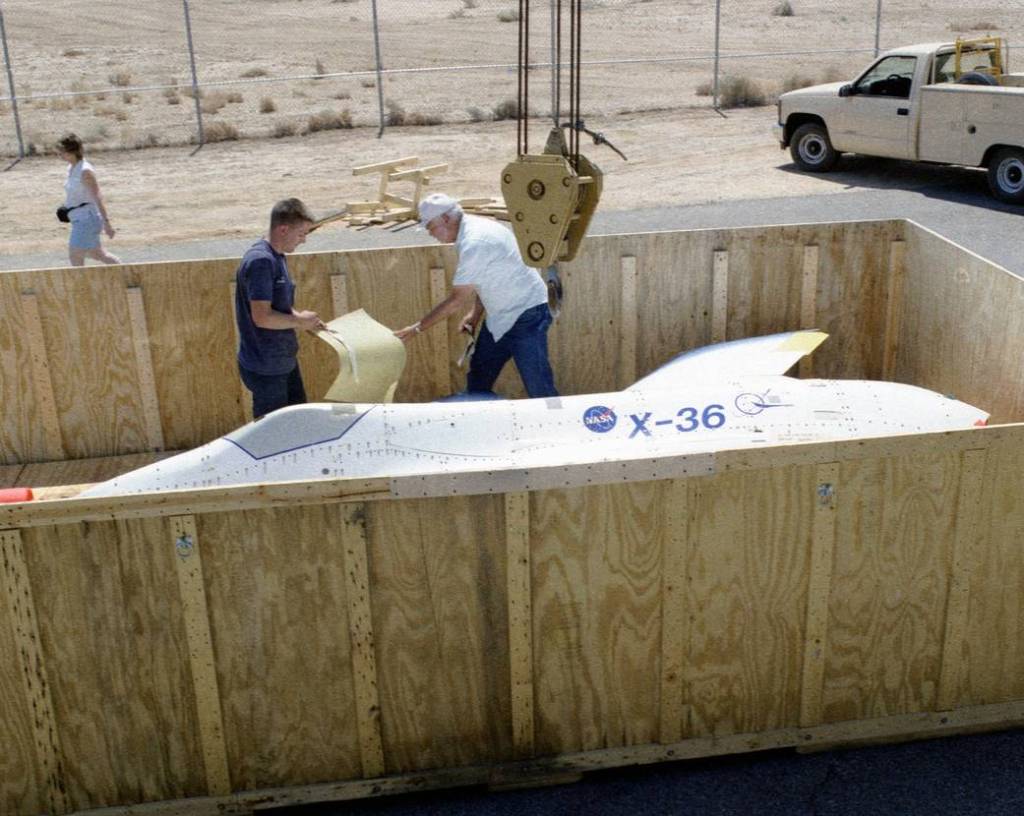 Protective Covers Removed from the Newly Arrived NASA/McDonnell Douglas  X-36