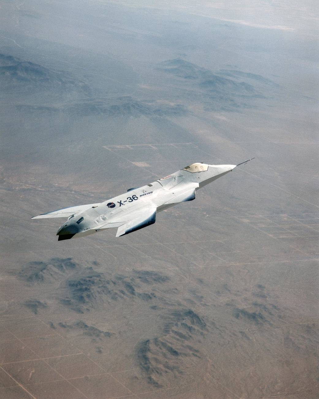 X-36 Flies Research Mission over Southern California Desert