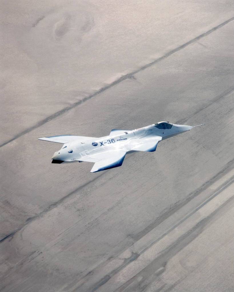 X-36 Flies Research Mission over Southern California Desert