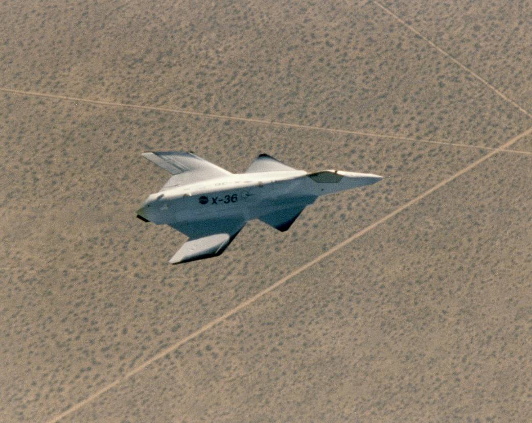 X-36 Tailless Fighter on a Research Flight