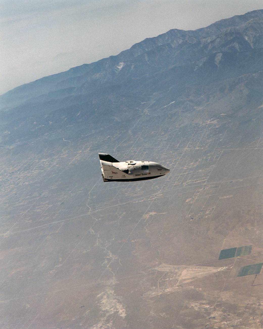 X-38 Glides over California Desert Ranges