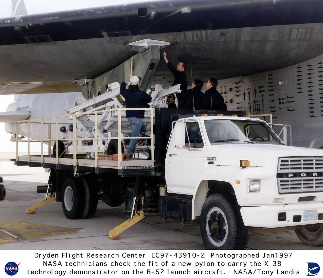 Experimental Fabrication Shop Craftsmen Inspect X-38 Pylon