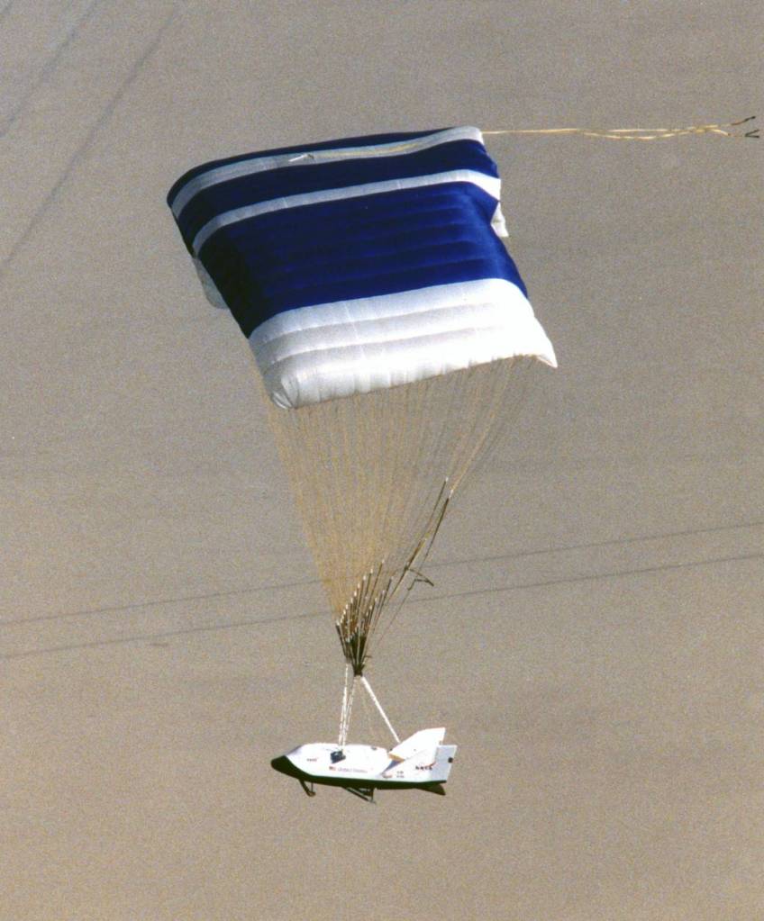 X-38 Descends Toward Desert Lakebed
