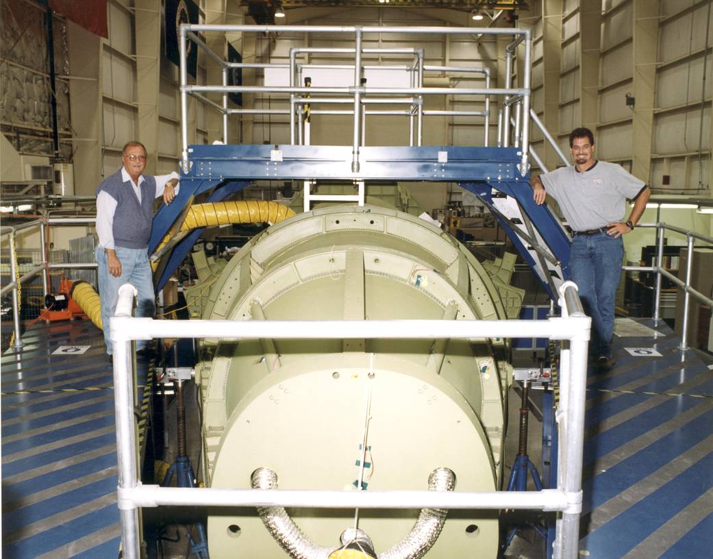 Bob Baron (DFRC) and Brian Anderson (JSC) with X-38 Prototype