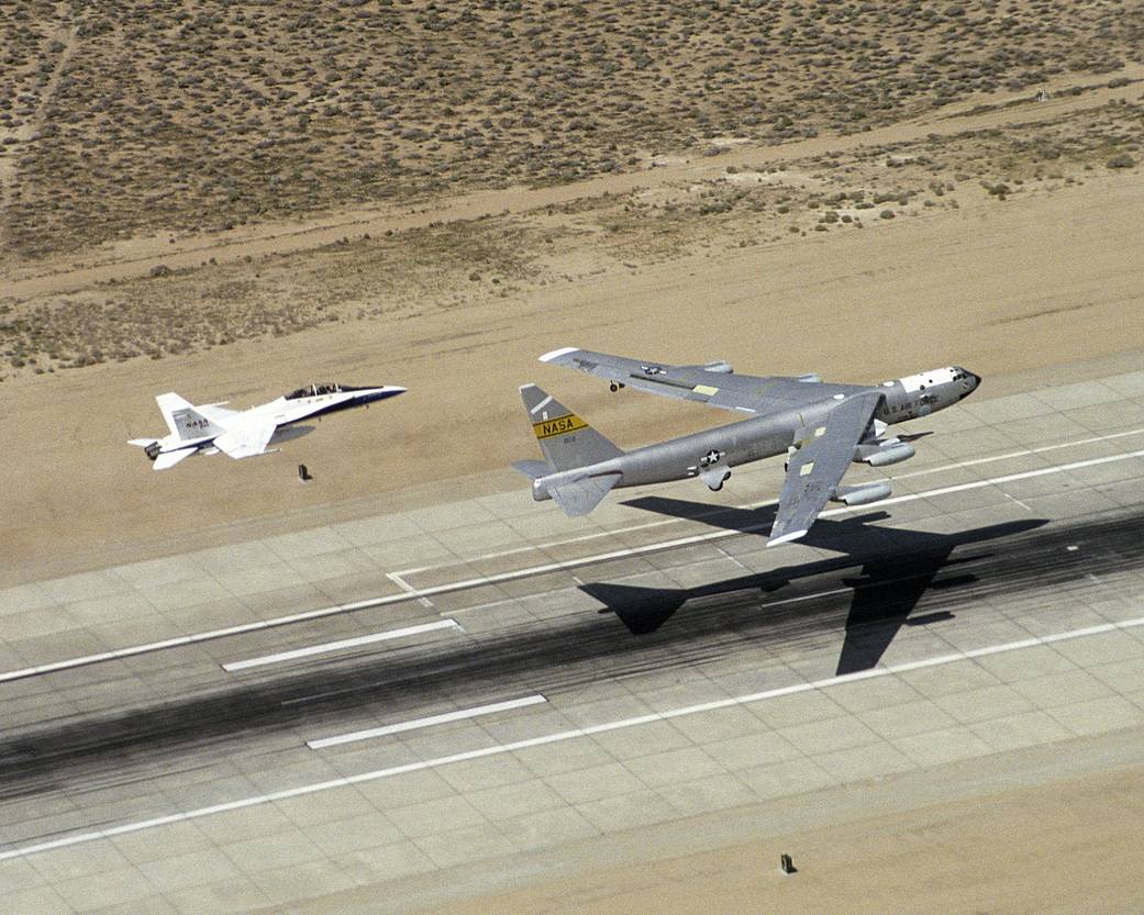 B-52 and F/A-18 Chase Land After X-43A Release