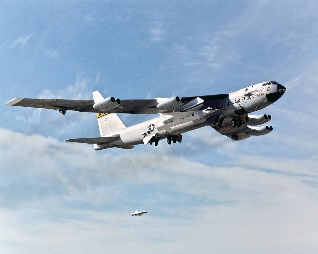 B-52 with F/A-18 Chase and X-43A Hypersonic Experimental Vehicle