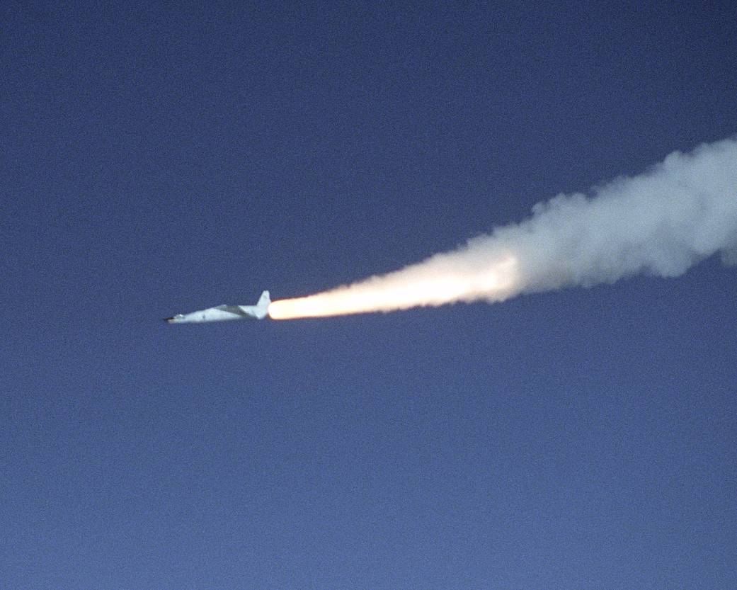  X-43A hypersonic research aircraft and its modified Pegasus booster rocket accelerate after launch 