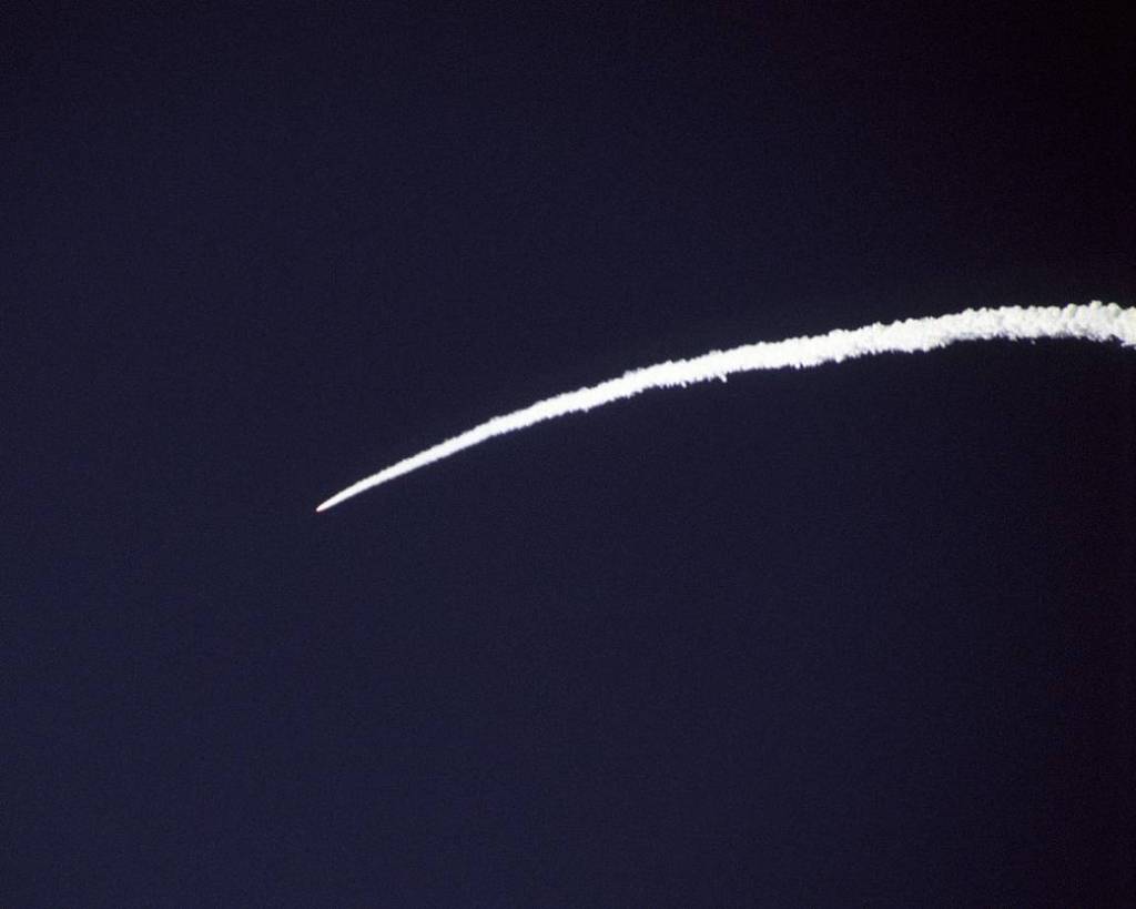 Pegasus Rocket Booster Left Arc in Pacific Sky