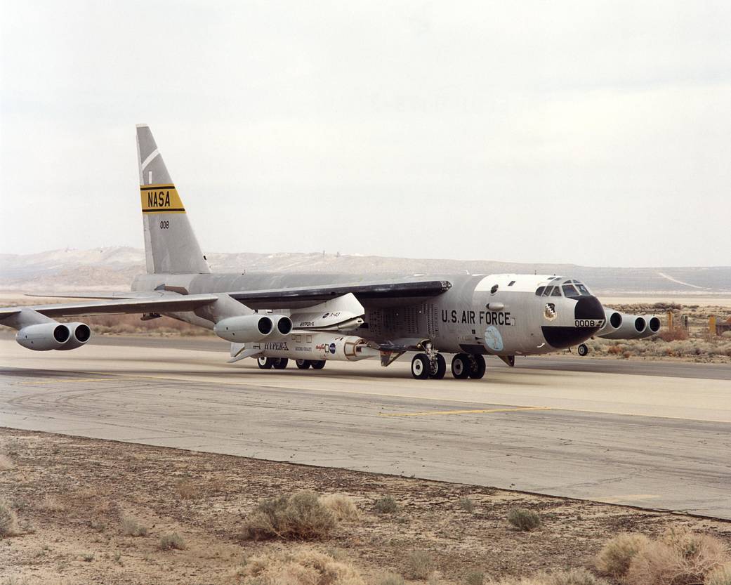 NASA's NB-52B Carrier Aircraft with X-43A Attached by Pylon
