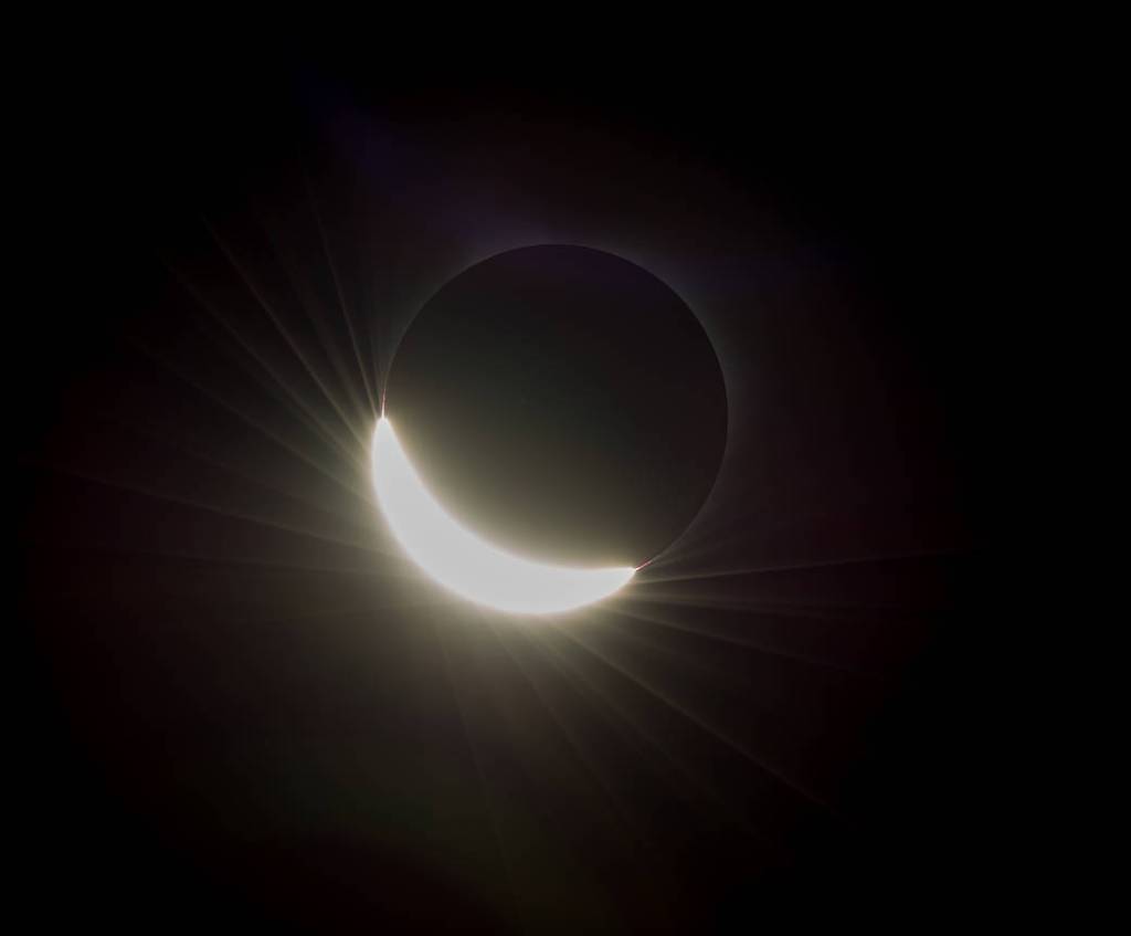 Last Glimmer of the Sun Above Madras, Oregon During the 2017 Total Solar Eclipse