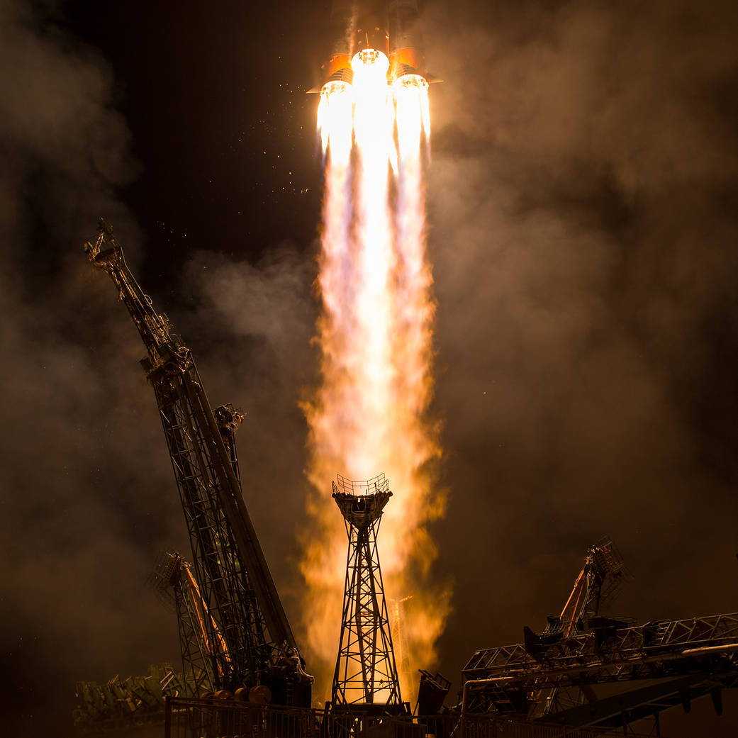 Soyuz lifts off