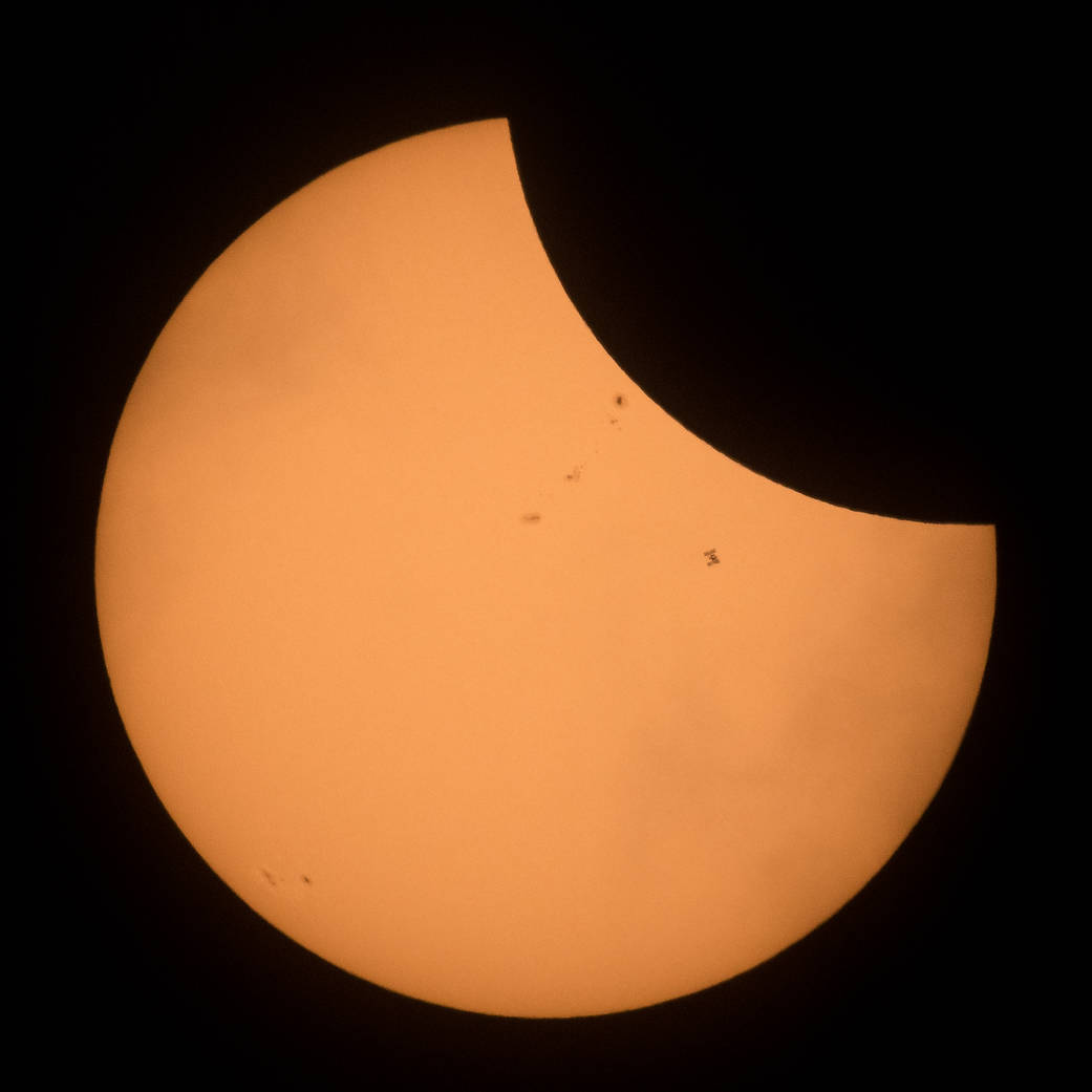 ISS During a Partial Solar Eclipse Image One