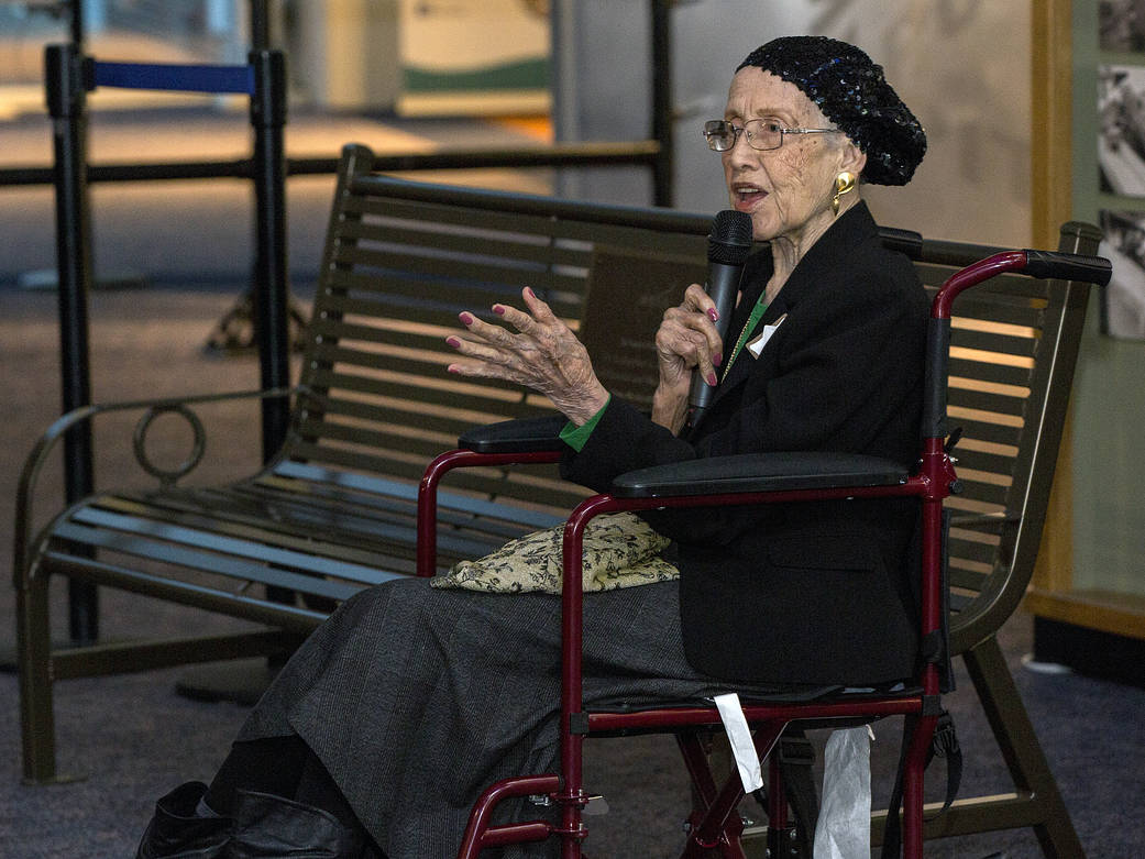 Katherine G. Johnson being honored at the Virginia Air and Space Center.