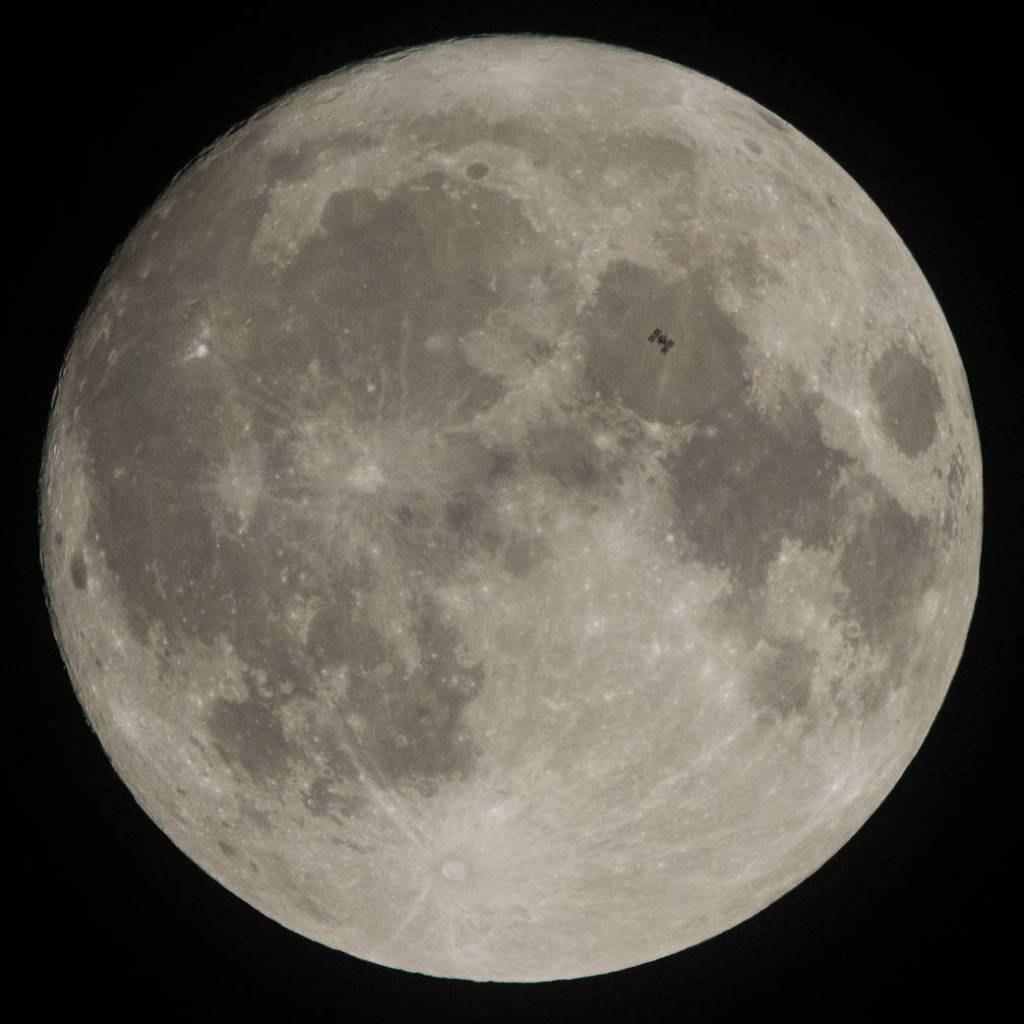 Space Station Transits the Moon as Technology is Developed Onboard for Deep Space Exploration