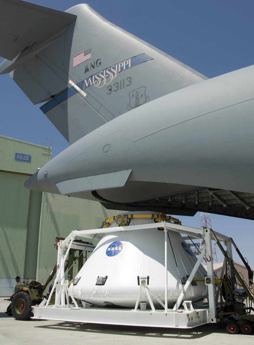 Orion PA-1 Crew Module Loaded Aboard C-17