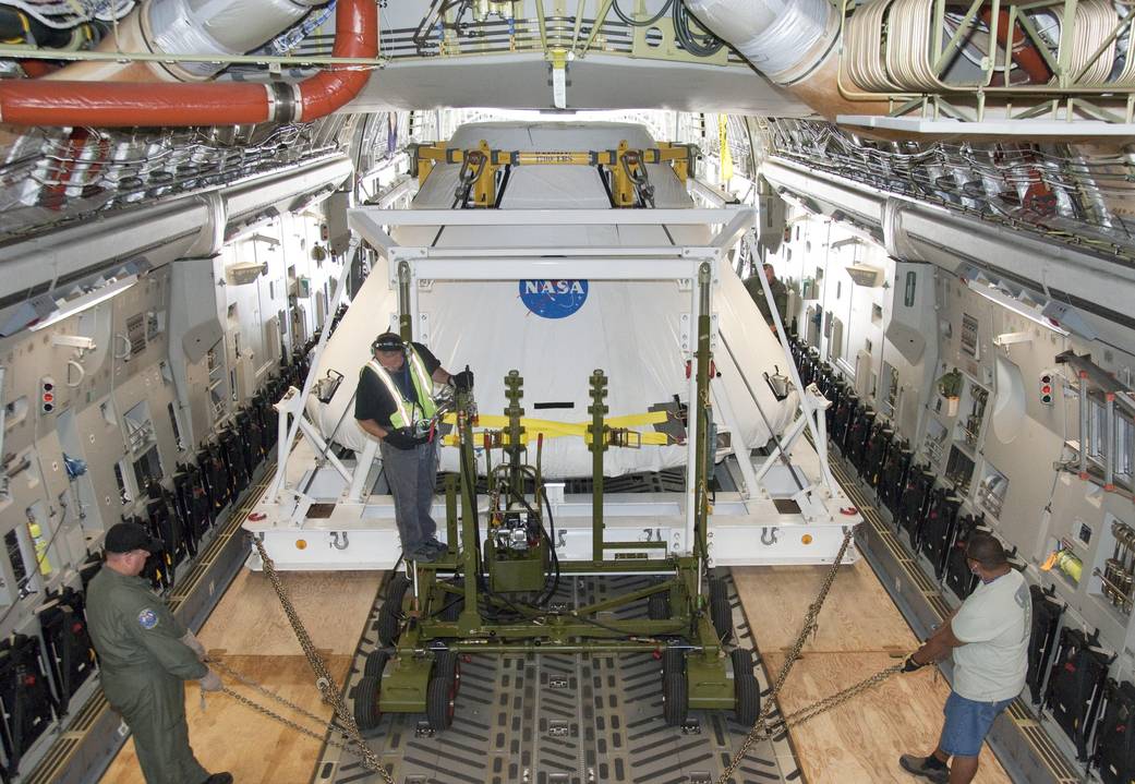 Orion PA-1 Crew Module Loaded Aboard C-17