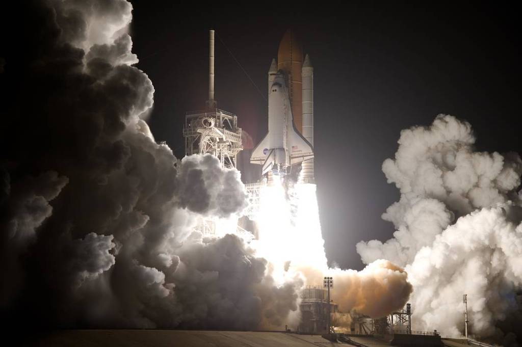 Discovery Races Toward Space
