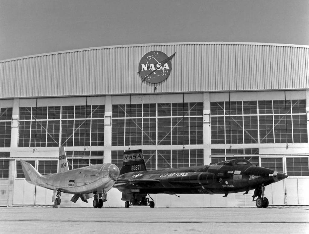 X-15A-2 and HL-10 parked on NASA Ramp