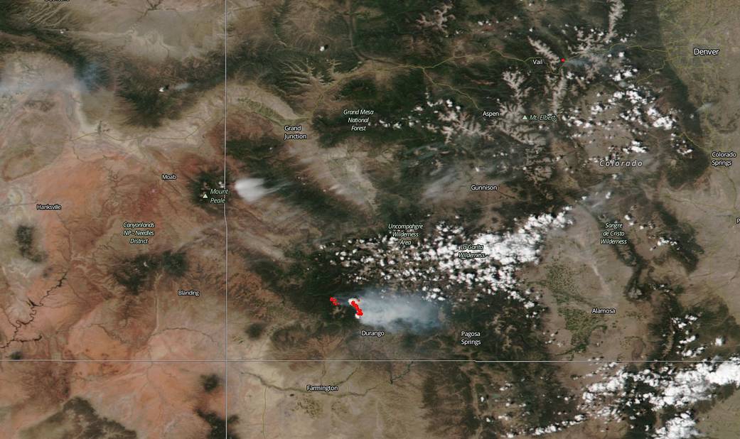 Aqua image of 416 fire in Colorado
